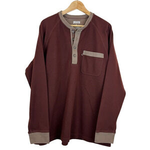 Duluth Trading Co Burly Retirement Henley Pullover Burgandy‎ Sweater Sz XL NWOT